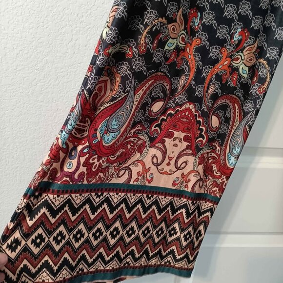 Tasha Polizzi designer ethnic boho wide leg palazzo knit pants - L - Picture 5 of 7